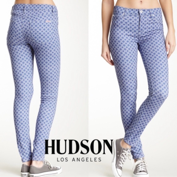 Hudson Jeans Denim - Hudson Jeans Nico‎ Super Skinny Mid Rise Geo Heaven 28 Blue Medallion Print